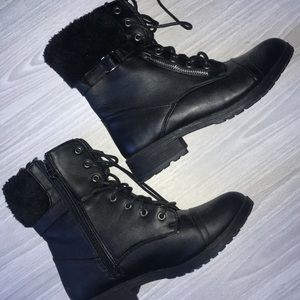 Black combat booties for fall
